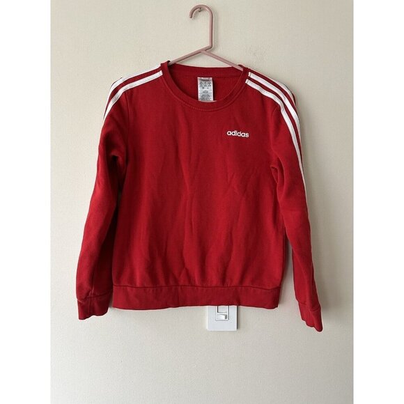 Adidas Sweater Womens Small Red Pullover Track Sweatshirt Ladies Athleisure - Picture 1 of 8